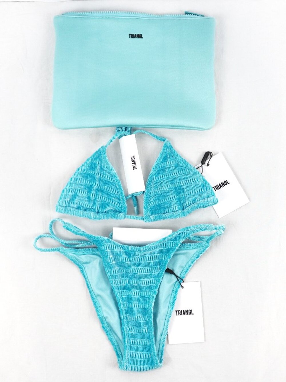 Triangl Vinca Velvet Triangle Bikini Set In Cote Blue - Women's Size XS - NWT